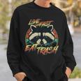Retro Raccoon Sweatshirt - Live Fast Eat Trash - Fun Unisex Style Gifts for Him