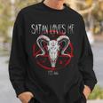 Satanist Baphomet 666 Satanism Satan Loves Me Sweatshirt Geschenke für Ihn