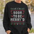 Soon To Be Merry'd Engaged Couples Matching Ugly Christmas Sweatshirt Gifts for Him