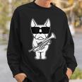 Trumpet Player Brass Musician Dog With Trumpet Sweatshirt Geschenke für Ihn