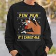 Ugly Christmas Sweater Pew Pew Crazy Reindeer Xmas Sweatshirt Geschenke für Ihn