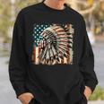 Vintage Native American Indian Chief American Usa Flag Sweatshirt Gifts for Him