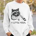 A Little Feral Raccoon With Moon Animal Raccoon Trash Panda Sweatshirt Gifts for Him