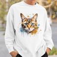 Watercolour Cat Portrait Adorable Animal Lover Gray Sweatshirt Geschenke für Ihn