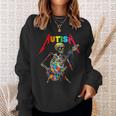 Autism Skeleton Guitar Player Rock Music Autism Awareness Sweatshirt Gifts for Her