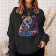 Blueberry Bear Sunglasses Blueberry Fruit Portrait Drawing Sweatshirt Gifts for Her