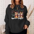 Cat Christmas Light Reindeer Santa Christmas Cat Lover Sweatshirt Gifts for Her