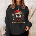 Christmas Grumpy Angry Cat Naughty Fairy Lights Sweatshirt Geschenke für Sie