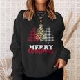 Christmas Tree Buffalo Check Leopard Xmas Merry Christmas Sweatshirt Geschenke für Sie