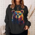 Cool Bear Portrait With Sunglasses Watercolour Bear Sweatshirt Geschenke für Sie