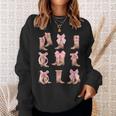 Cowgirl Boots Coquette Aesthetic And Pink Bows Sweatshirt Gifts for Her