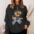 Cute Teddy Bear Playing Electric Guitar Sweatshirt Geschenke für Sie