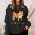 Happy Shiba Dog Celebrates New Year's Eve In Christmas Lights Sweatshirt Geschenke für Sie