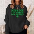 Kiss Me I'm Irish Or Drunk Shamrock Drinking Beer Sweatshirt Gifts for Her