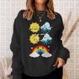 Lustige Tanzende Sonne Wolke Regenbogen Natur Regen Sommer Sweatshirt Geschenke für Sie