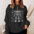 Mech Warrior Blueprint Shirt Mighty Tech Robot Fighter Sweatshirt Gifts for Her