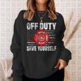 Off-Duty Save Yourself Firefighter Retro American Flag Sweatshirt Gifts for Her