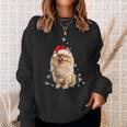 Pomeranian Christmas Tree Santa Hat Lights Jumper Sweatshirt Geschenke für Sie