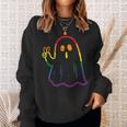 Rainbow LGBT Ghost Peace Sign Gay Pride Halloween Costume Sweatshirt Gifts for Her