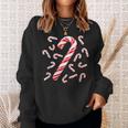 Red And White Candy Cane Santa Christmas Sweatshirt Gifts for Her