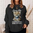 Save The Endangered Amur Leopard Watercolor Cute Cub Sweatshirt Gifts for Her