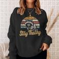 Stay Trashy Meme Sweatshirt - Funny Opossum & Raccoon Design Gifts for Her