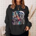 Three Raccoon Moon Sweatshirt - Whimsical Nighttime Design Gifts for Her