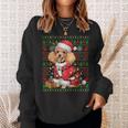 Toy Poodle Dog Xmas Lights Ugly Santa Toy Poodle Christmas Sweatshirt Gifts for Her