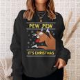 Ugly Christmas Sweater Pew Pew Crazy Reindeer Xmas Sweatshirt Geschenke für Sie