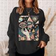 Vintage Abstracto Cuadros Surrealista Arte Ojos Pirámide Camisa de entrenamiento Regalos para ella