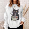 Cat Eating Ramen Vintage Japanese Noodles Sweatshirt Gifts for Her