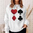 Poker Playing Cards Cross Heart Motif Card Fun Sweatshirt Geschenke für Sie