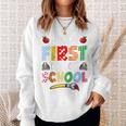 Happy First Day Of School Teacher Hello School Kid Raglan Baseball Tee Sweatshirt Gifts for Her