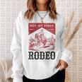 Not My First Rodeo Vintage Bronc Riding Cowboy Rodeo Sweatshirt Gifts for Her