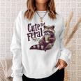 Raccoon Cute But Feral Vintage Raccoon Loves Coffee Sweatshirt Gifts for Her