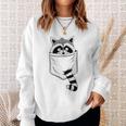 Raccoon Graphic Sweatshirt - Blue Cartoon Animal - Casual Crew Gifts for Her