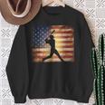 American Flag Baseball Player Bat Fan Catcher Pitcher USA Sweatshirt Gifts for Old Women