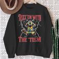 Autism Rizz Em With The Tism Meme Autistic Racoon Hand Rock Sweatshirt Gifts for Old Women