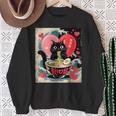 Cat Ramen Kawaii Cat Graphic Anime Valentines Day Sweatshirt Gifts for Old Women