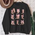 Cowgirl Boots Coquette Aesthetic And Pink Bows Sweatshirt Gifts for Old Women
