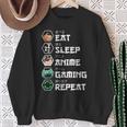 Eat Sleep Anime Gaming Repeat Camisa de entrenamiento Regalos para ancianas