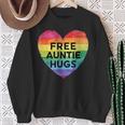 Free Auntie Hugs LGBT Gay Lesbian Pride Month Rainbow Flag Sweatshirt Gifts for Old Women