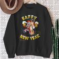 Happy New Year Santa With Rudolph The Reindeer Party Sweatshirt Geschenke für alte Frauen