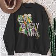 La Weezy Ana Mardi Gras Louisiana Fat Tuesdays Louisiana Map Sweatshirt Gifts for Old Women