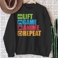 Lift Anime Game Repeat Gym For Geeks And Nerds Sweatshirt Geschenke für alte Frauen