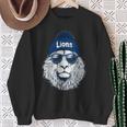 Lions Lover Apparel Lion Face With Sunglasses Winter Sweatshirt Gifts for Old Women