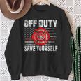 Off-Duty Save Yourself Firefighter Retro American Flag Sweatshirt Gifts for Old Women