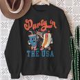 Party In The USA Hot Dog Fireworks American Flag 4th Of July Sweatshirt Gifts for Old Women