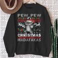 Pew Pew It's Christmas Madafakas Cat Santa Sweatshirt Geschenke für alte Frauen