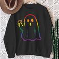 Rainbow LGBT Ghost Peace Sign Gay Pride Halloween Costume Sweatshirt Gifts for Old Women